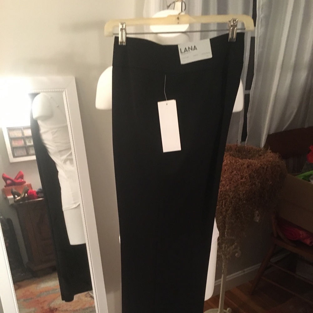 NWT Kasper Lana modern fit black wide leg trousers